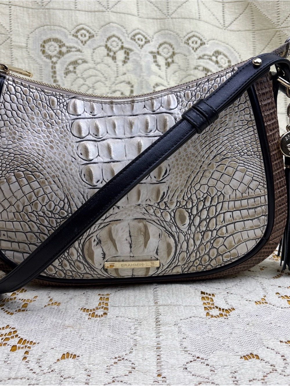 Brahmin Shayna Multi Genoa Melbourne Croc Embossed Leather
